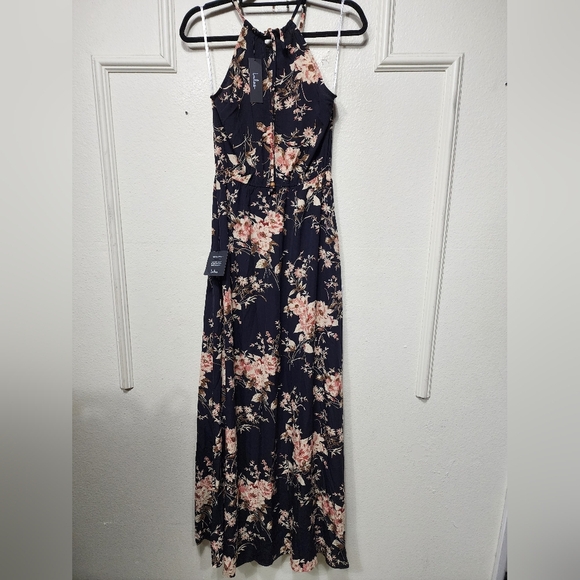 Lulus Feel the Music Midnight Blue Floral Print Maxi Dress S Party Feminine NWT - Picture 8 of 10
